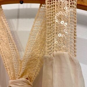 SILK beige long top made in Italy size large